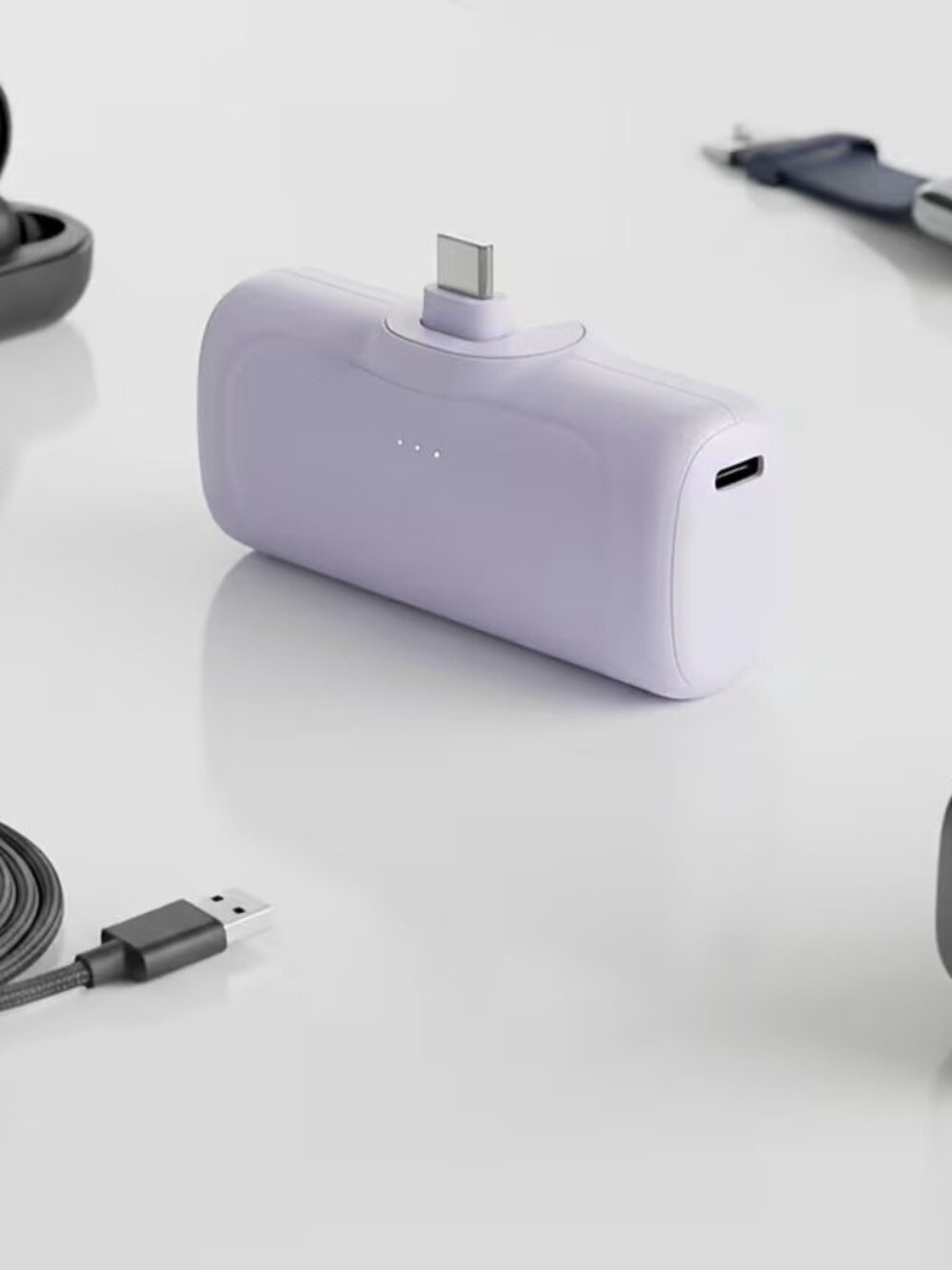 22.5 Fast Charging 5000mAh mini portable charger, purple USB C-type Power Bank